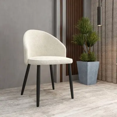 Paradiso Collection Modern Dining Seat in White Boucle