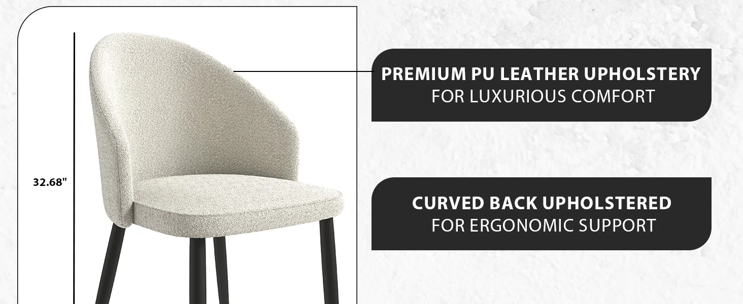 Paradiso Collection Modern Dining Seat in White Boucle Set of 4