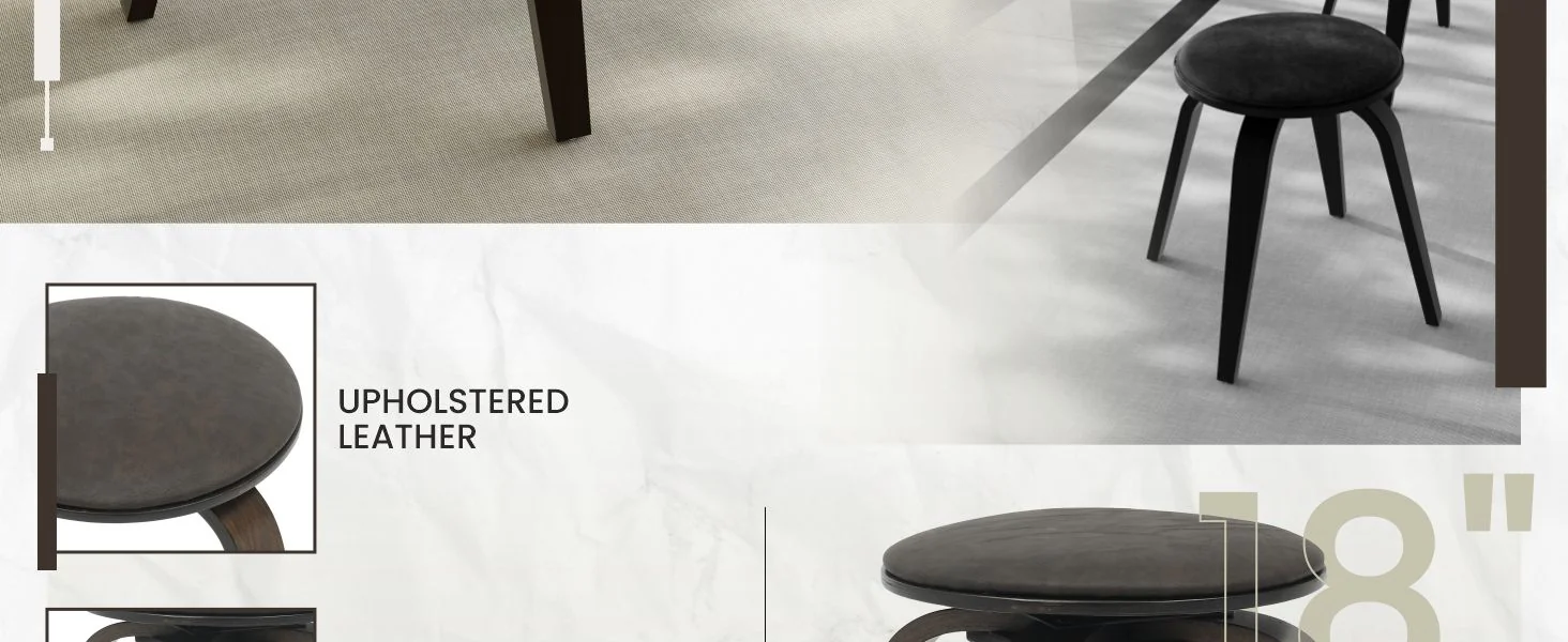 Modern Wooden Dining Stool, Dark Walnut Color in Brown, Pelya Collection By LeisureMod