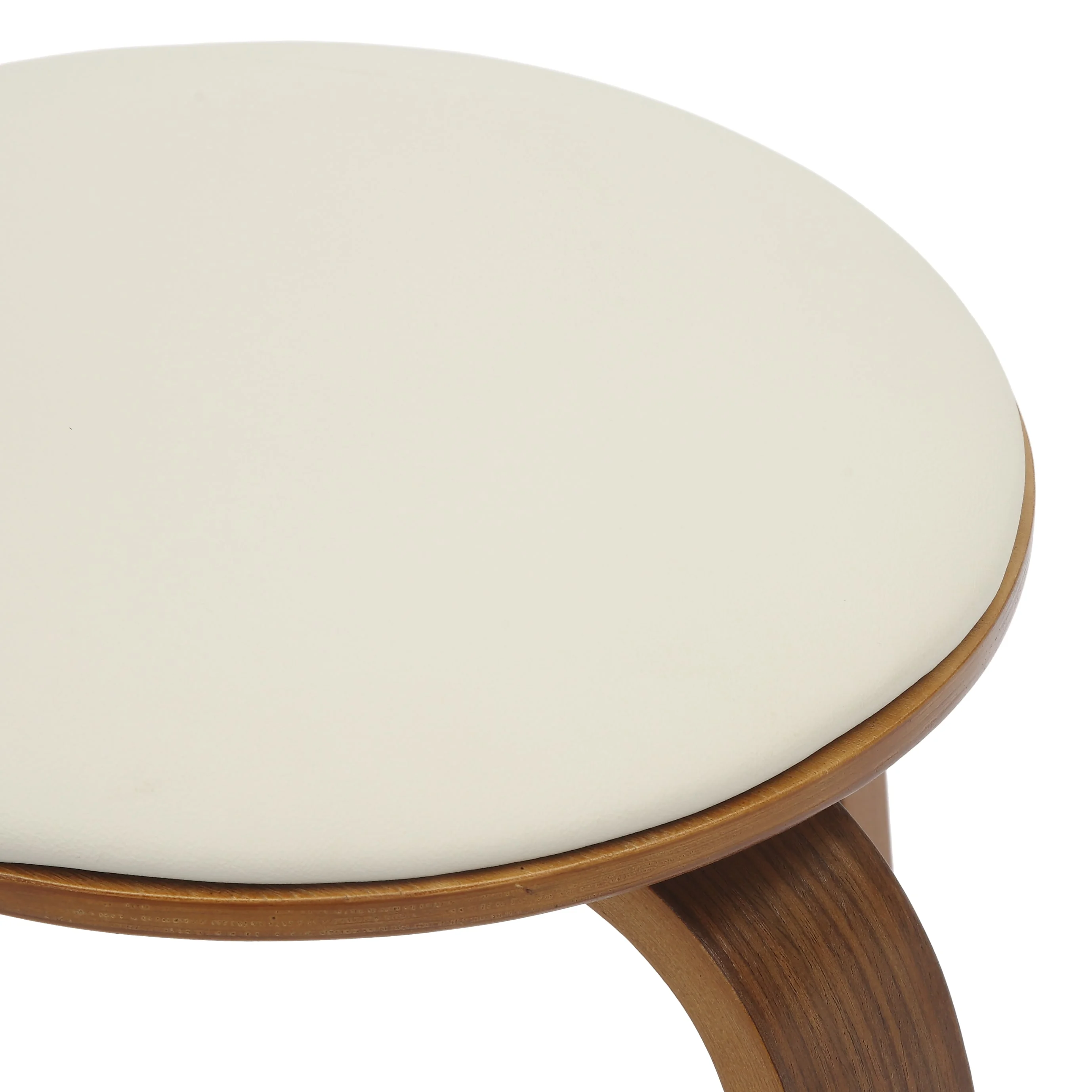 Modern Wooden Dining Stool, Walnut Color in Light Taupe, Pelya Collection By LeisureMod