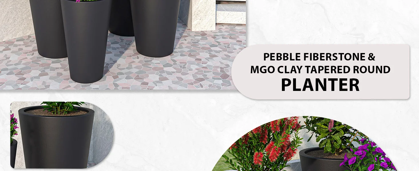 Pebble Planter Set Black