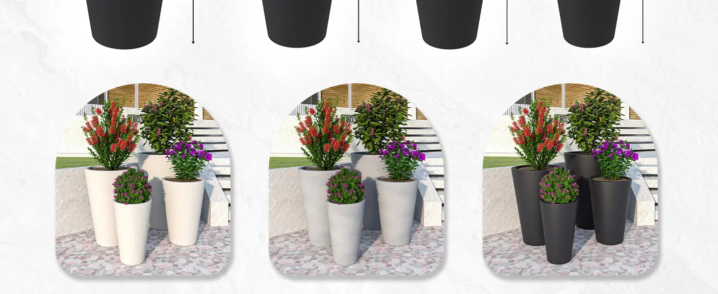 Pebble Planter Set Black