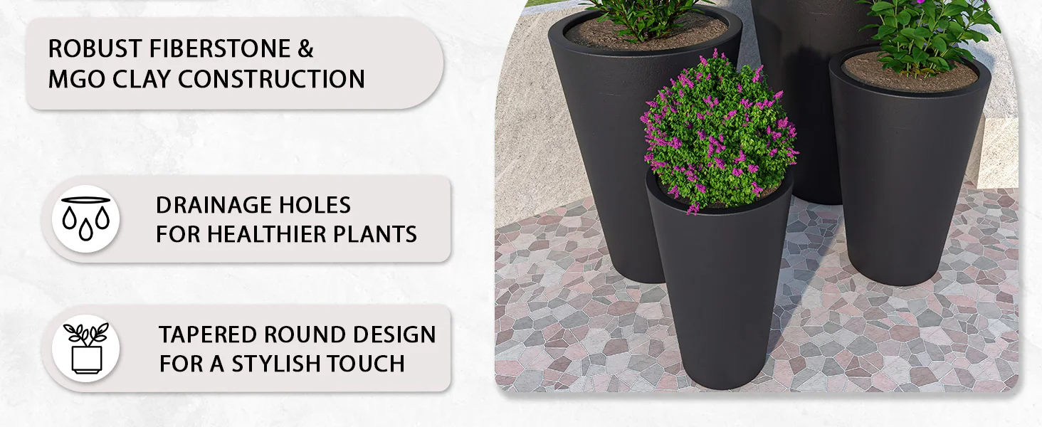 Pebble Planter Set Black