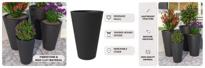 Pebble Planter Set Black