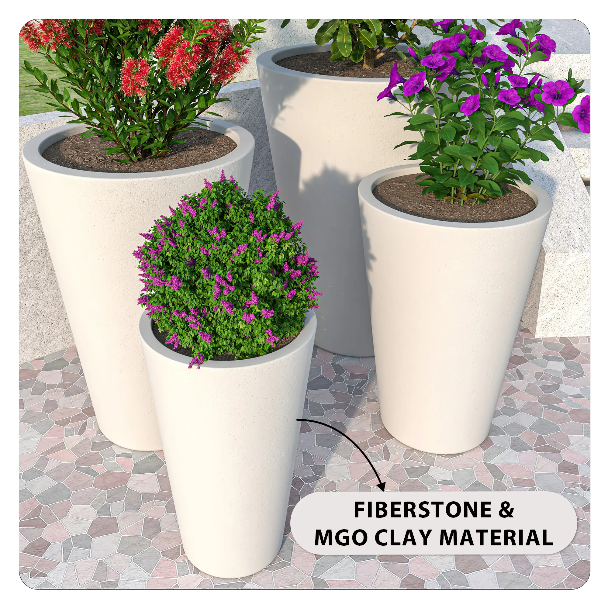 Pebble Planter Set White