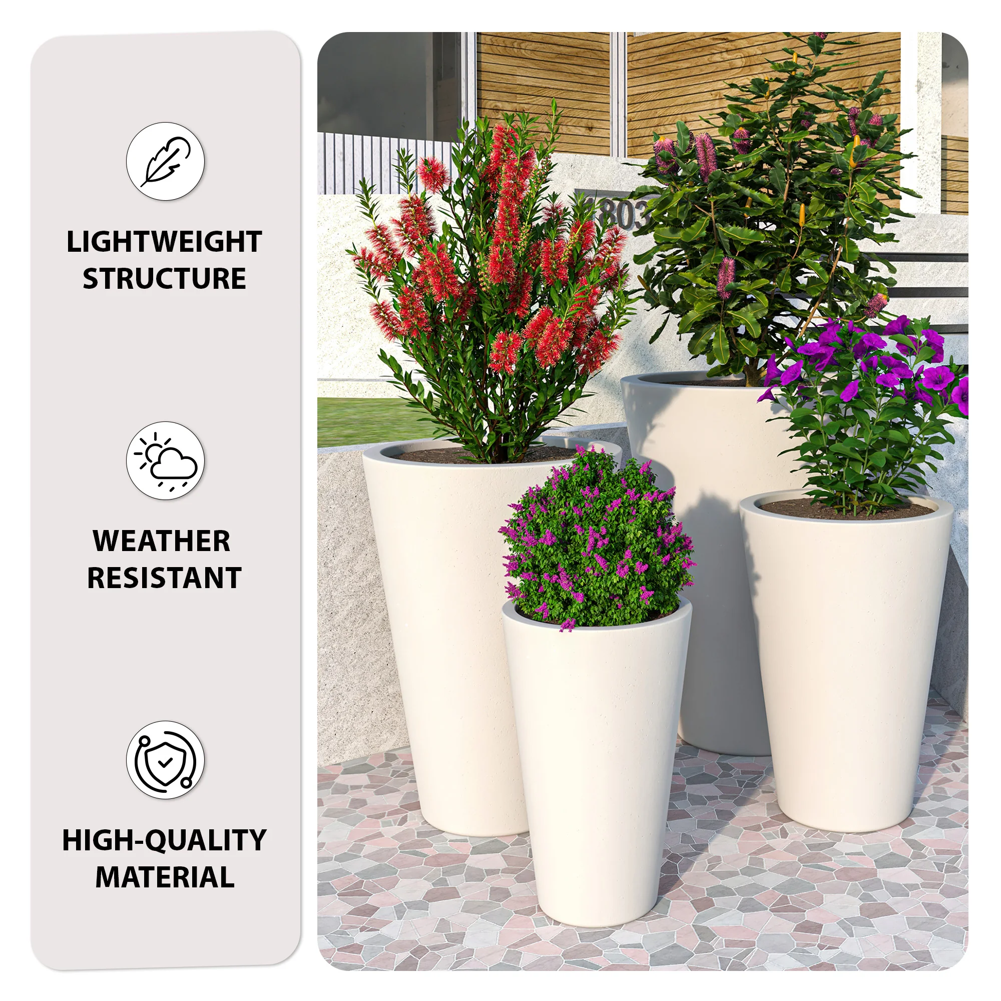 Pebble Planter Set White