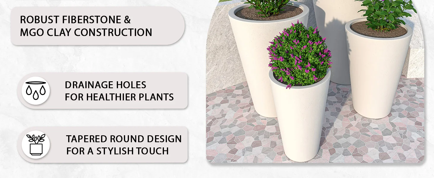 Pebble Planter Set White