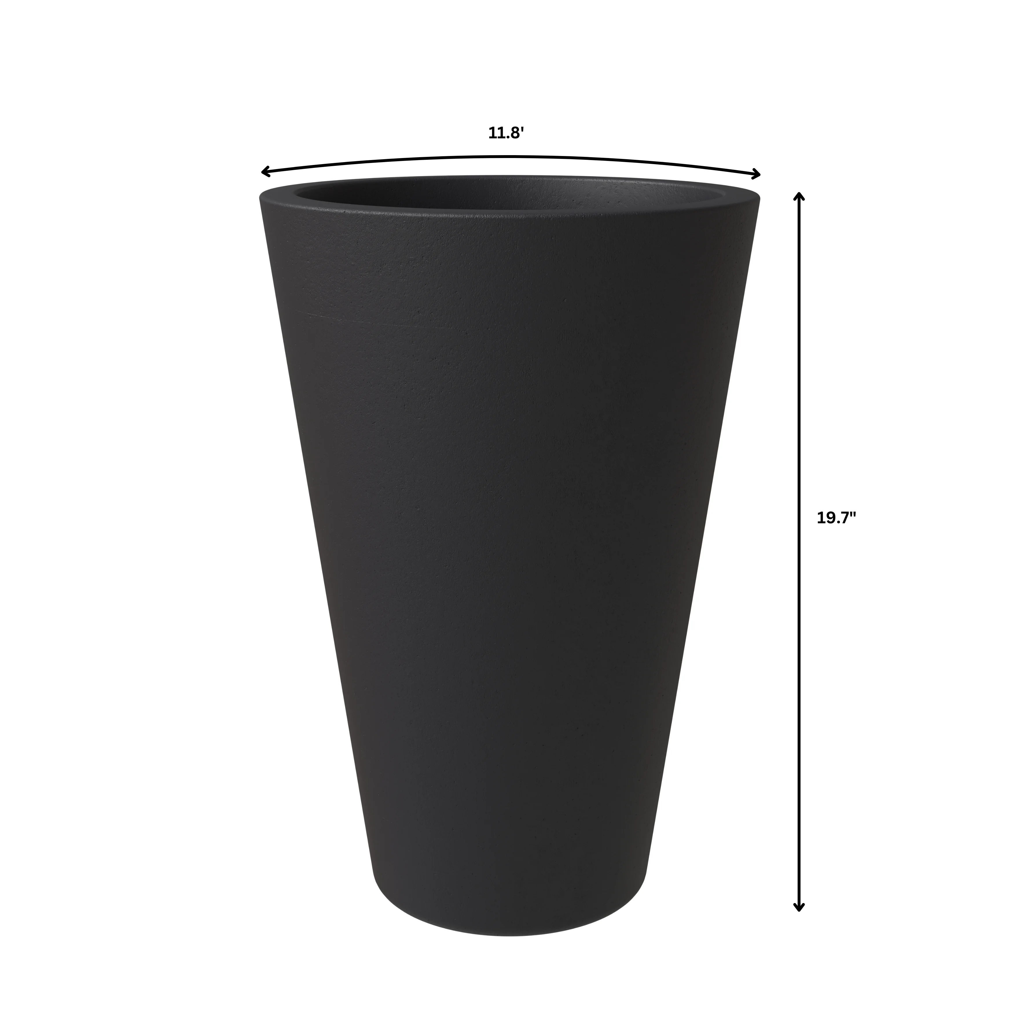 Pebble Series Poly Stone Planter 11.8" Dia 19.7" High in Black