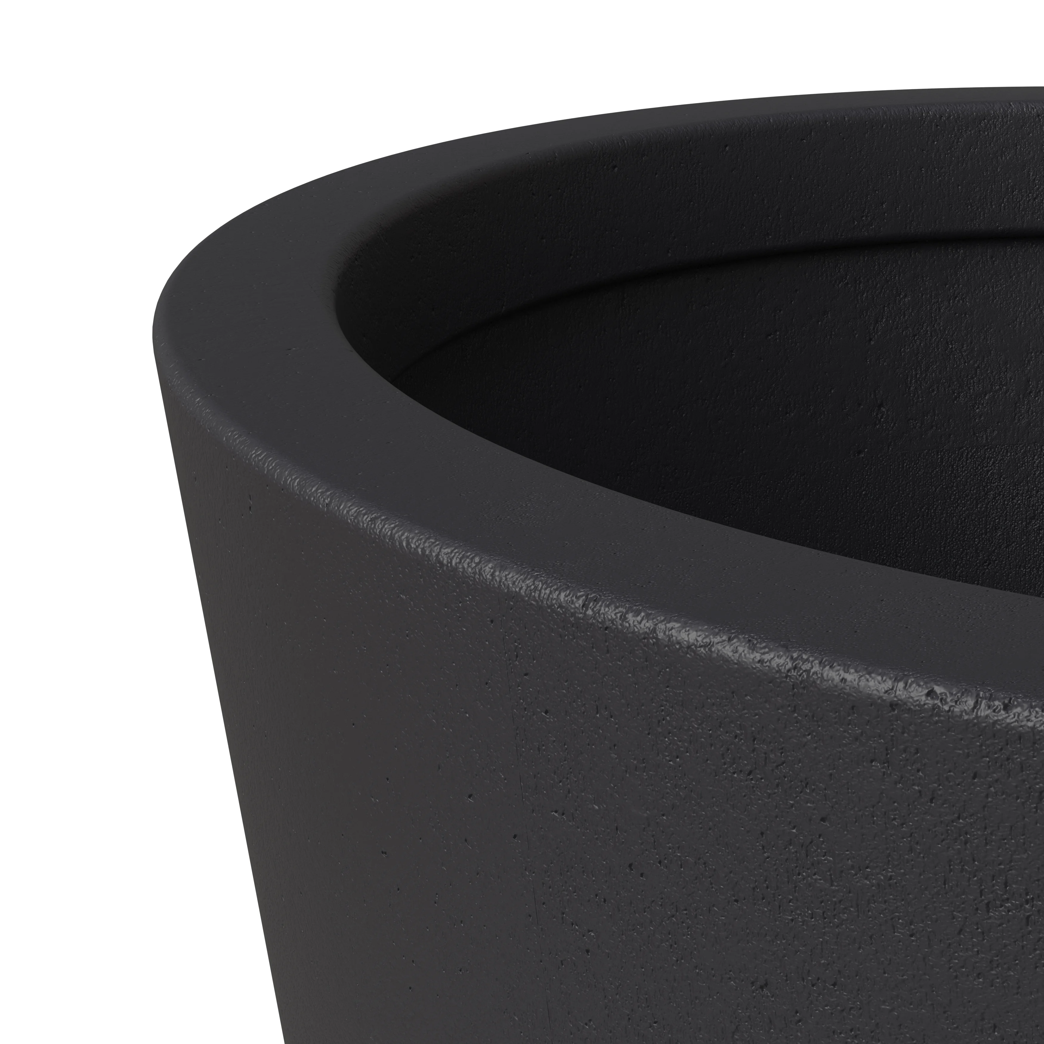 Pebble Series Poly Stone Planter 11.8" Dia 19.7" High in Black