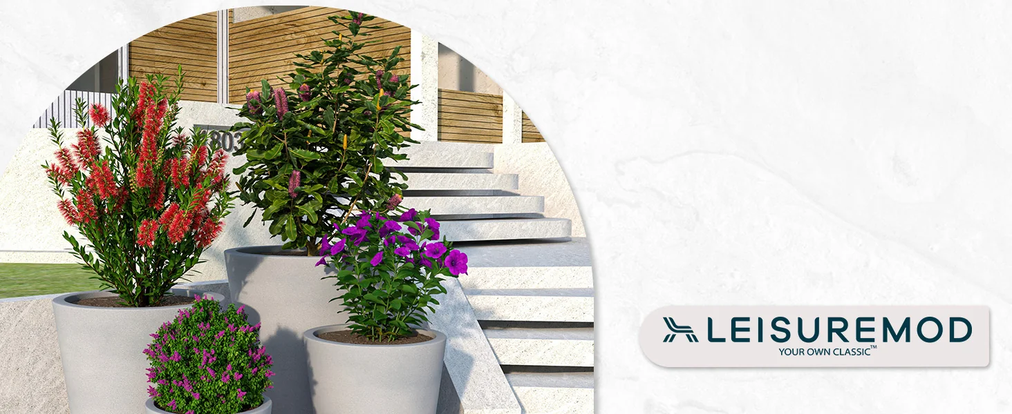 Pebble Series Poly Stone Planter 11.8" Dia 19.7" High in Grey