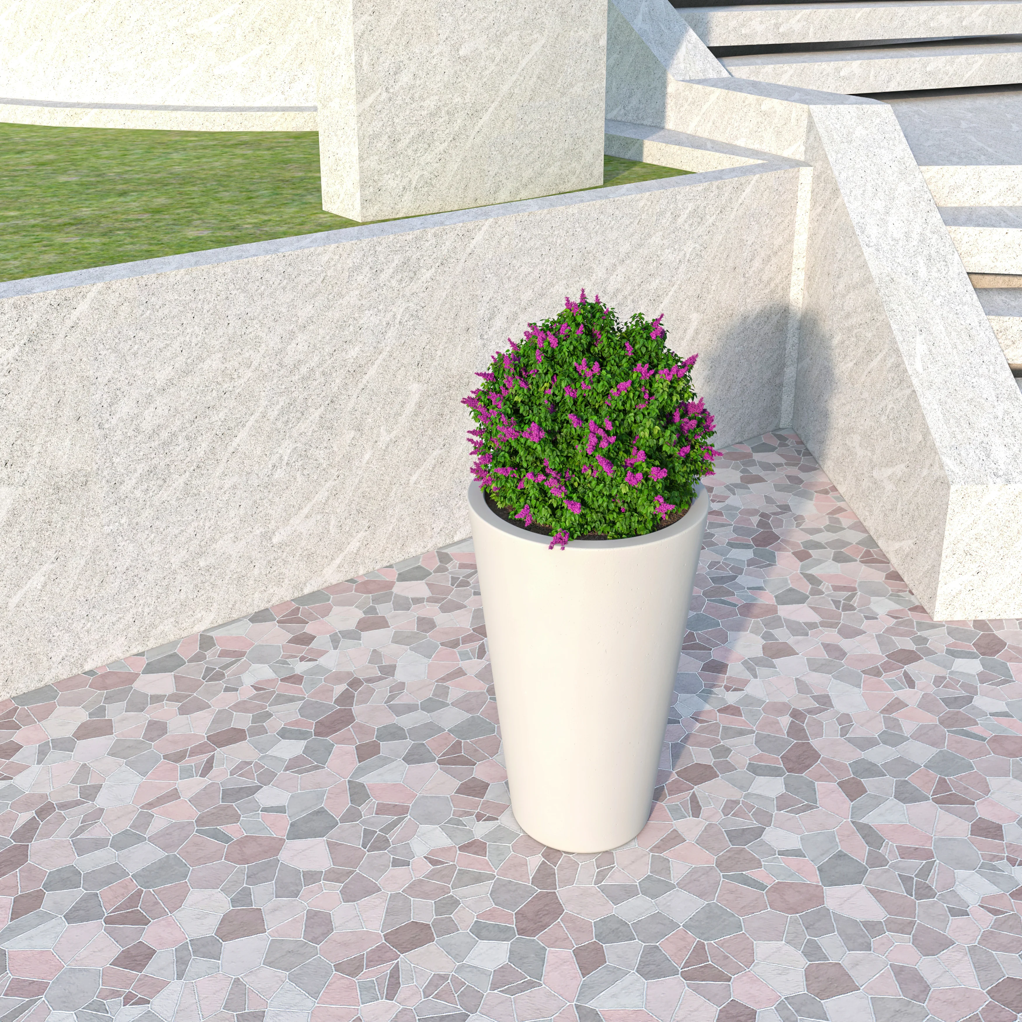 Pebble Series Poly Stone Planter 11.8" Dia 19.7" High in White