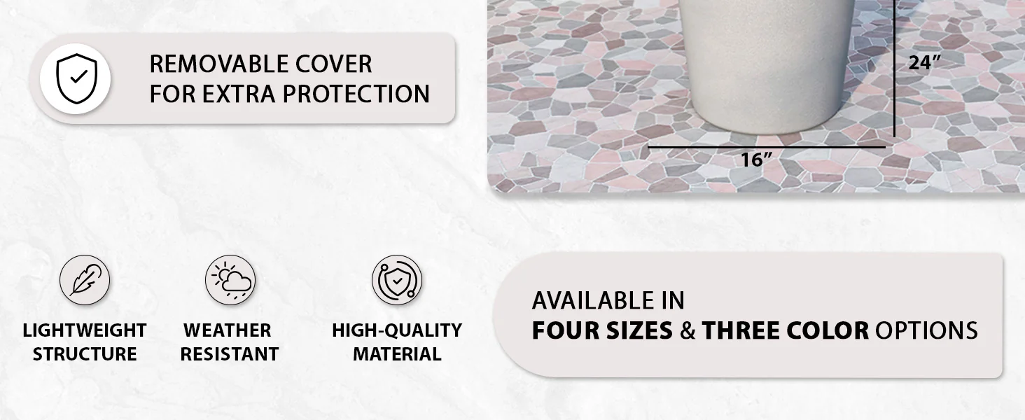 Pebble Series Poly Stone Planter 15.7." Dia 23.6" High in Grey