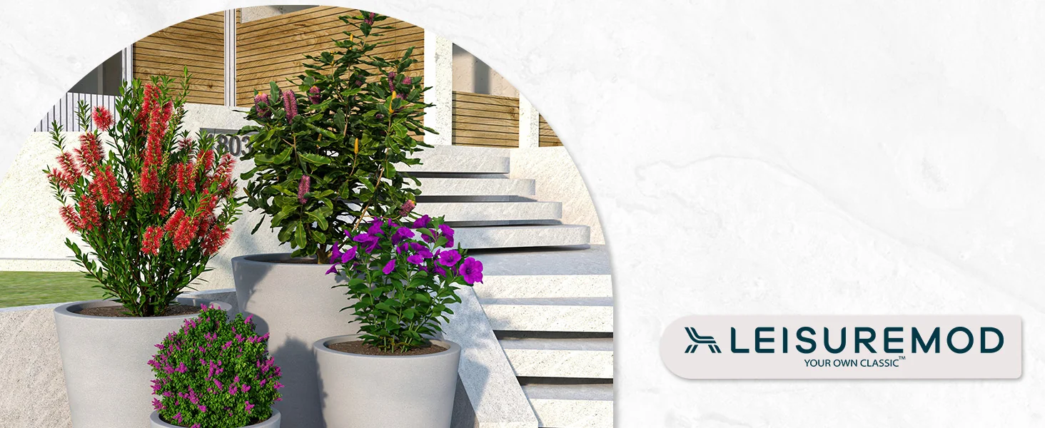 Pebble Series Poly Stone Planter 15.7." Dia 23.6" High in Grey