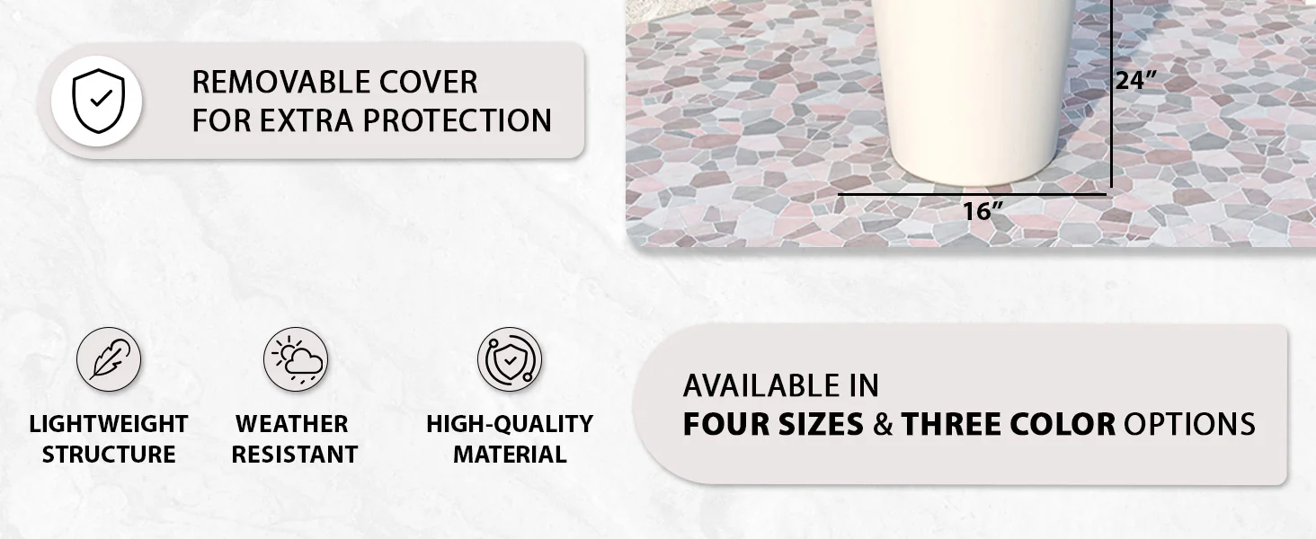 Pebble Series Poly Stone Planter 15.7." Dia 23.6" High in White