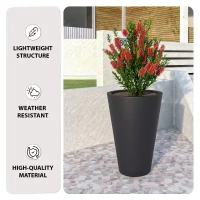 Pebble Series Poly Stone Planter 19.7." Dia 27.6" High in Black