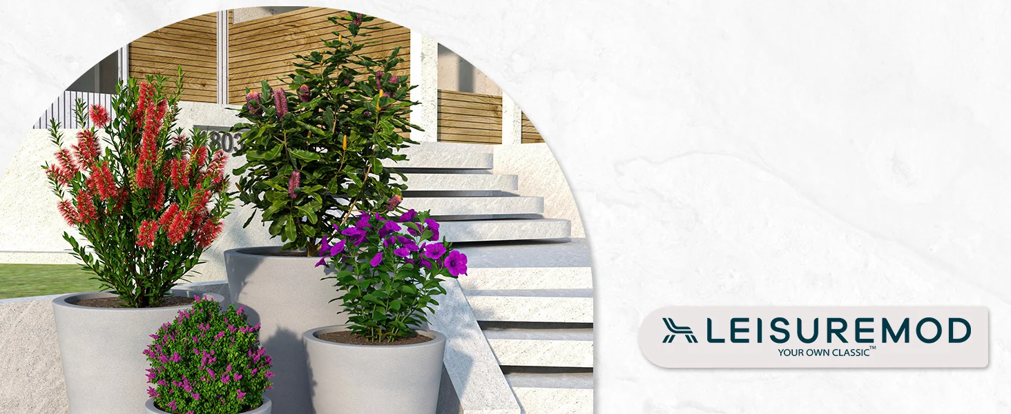 Pebble Series Poly Stone Planter 19.7." Dia 27.6" High in Grey