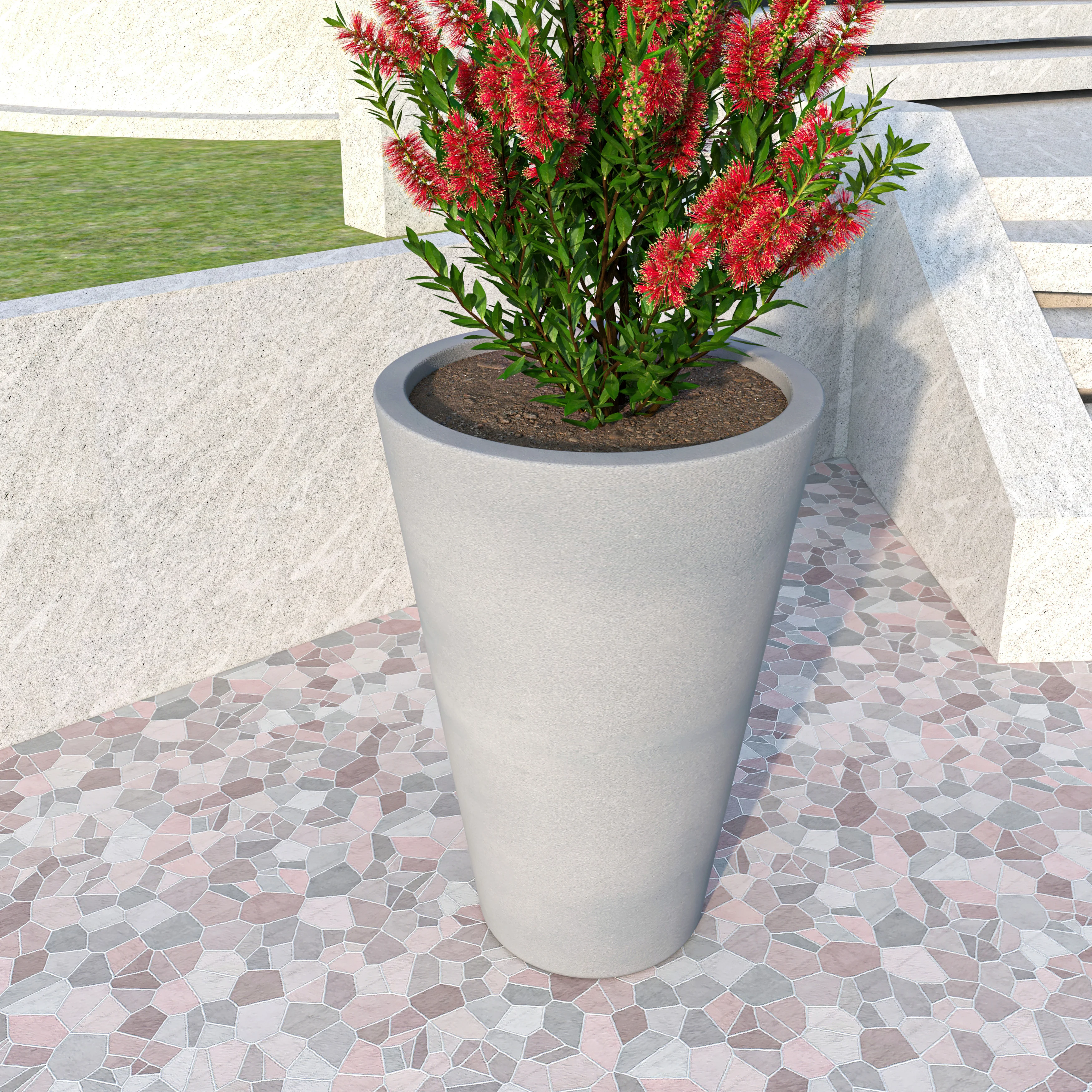 Pebble Series Poly Stone Planter 19.7." Dia 27.6" High in Grey