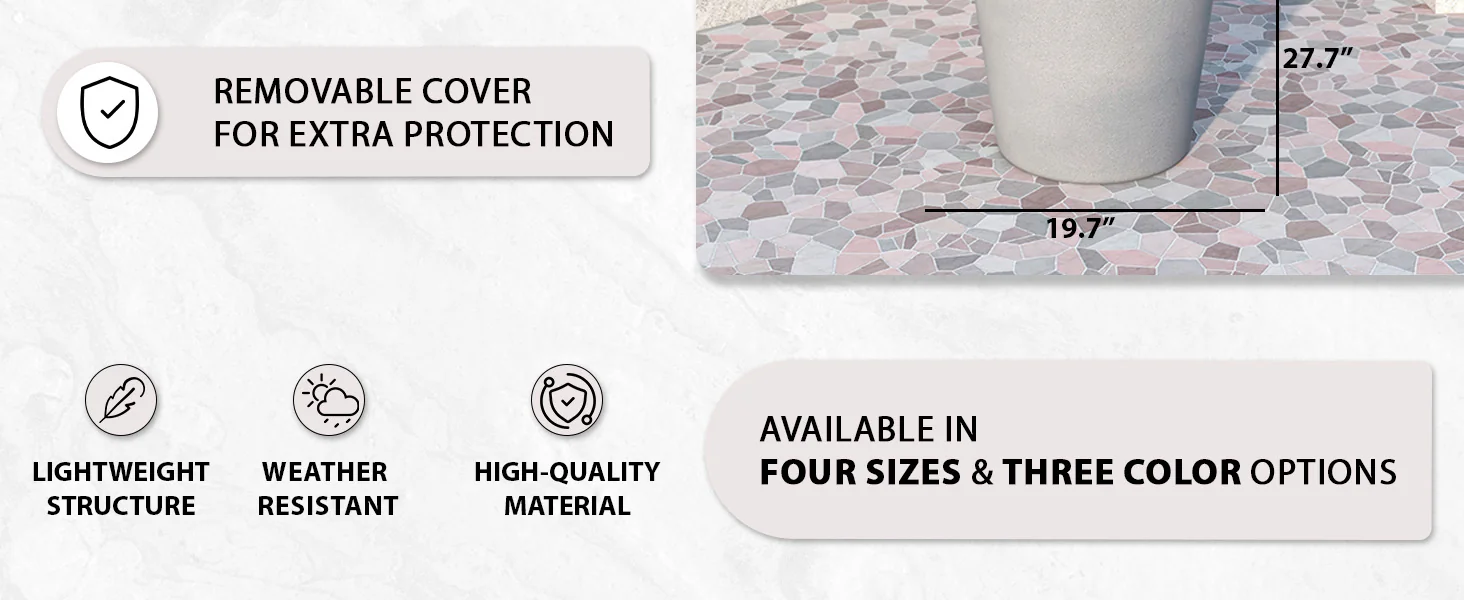 Pebble Series Poly Stone Planter 19.7." Dia 27.6" High in Grey