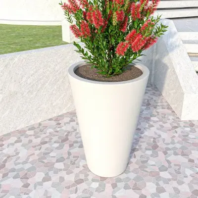 Pebble Series Poly Stone Planter 19.7." Dia 27.6" High in White
