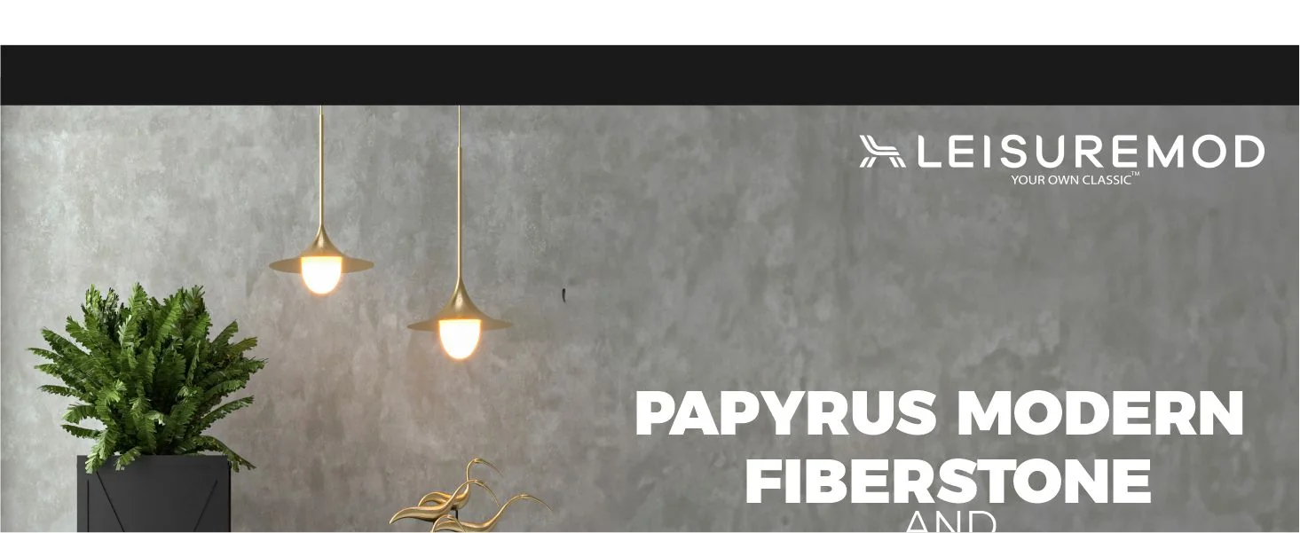 Papyrus Series Rectangle Fiber Stone Planter in Black 14.2 x 14.2, 29 High