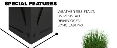 Papyrus Series Rectangle Fiber Stone Planter in Black 14.2 x 14.2, 29 High