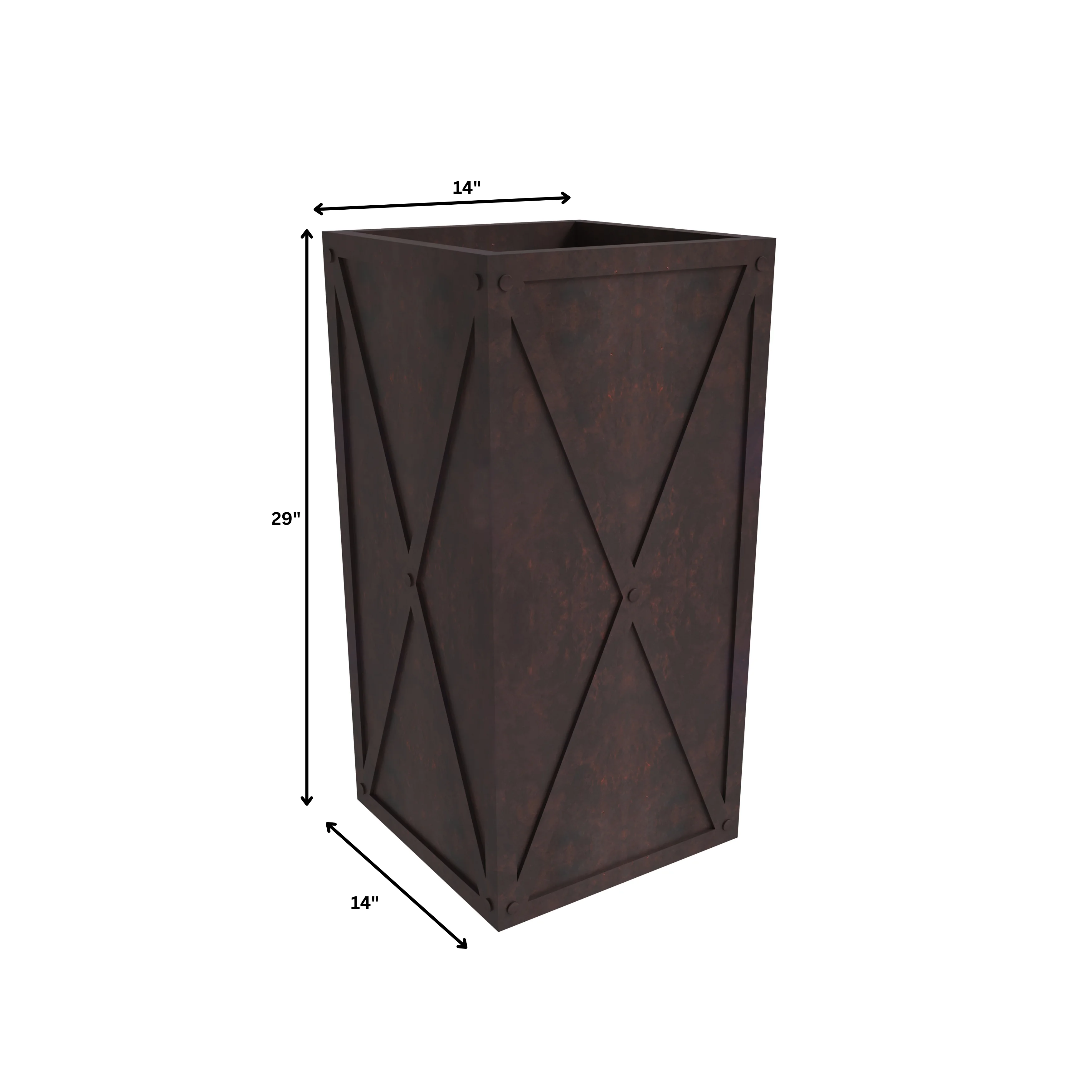 Papyrus Series Rectangle Fiber Stone Planter in Brown 14.2 x 14.2, 29 High