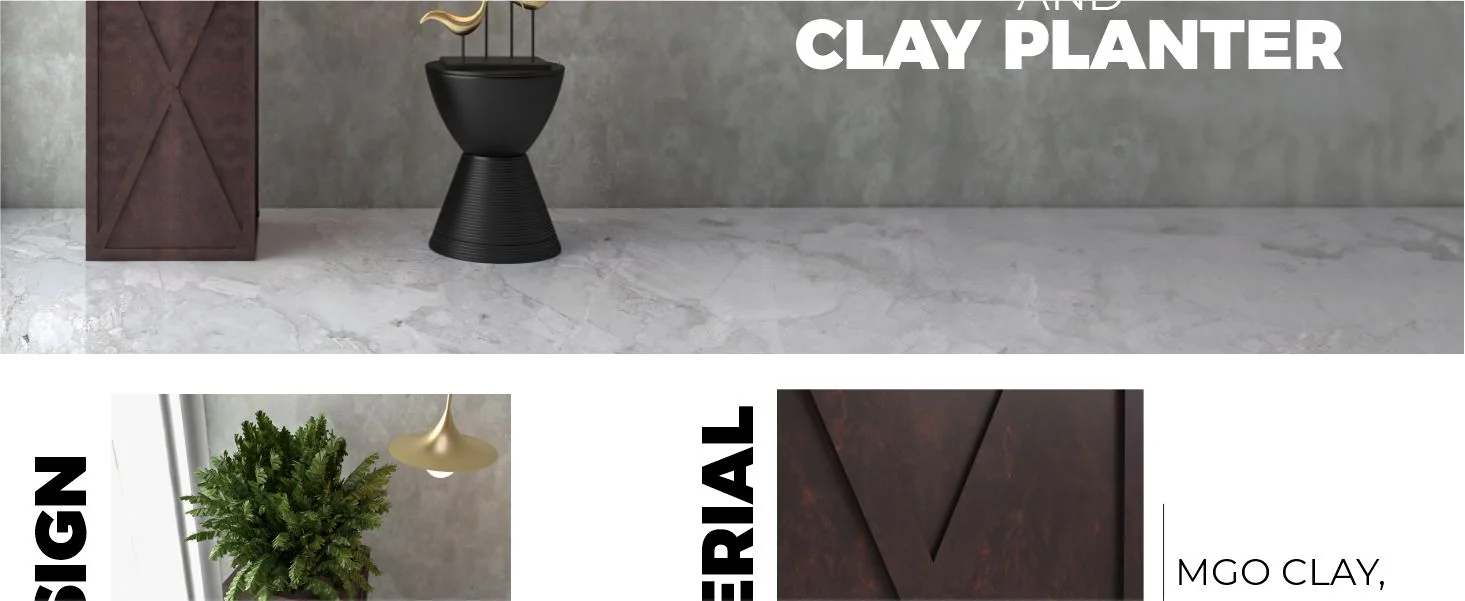 Papyrus Series Rectangle Fiber Stone Planter in Brown 14.2 x 14.2, 29 High