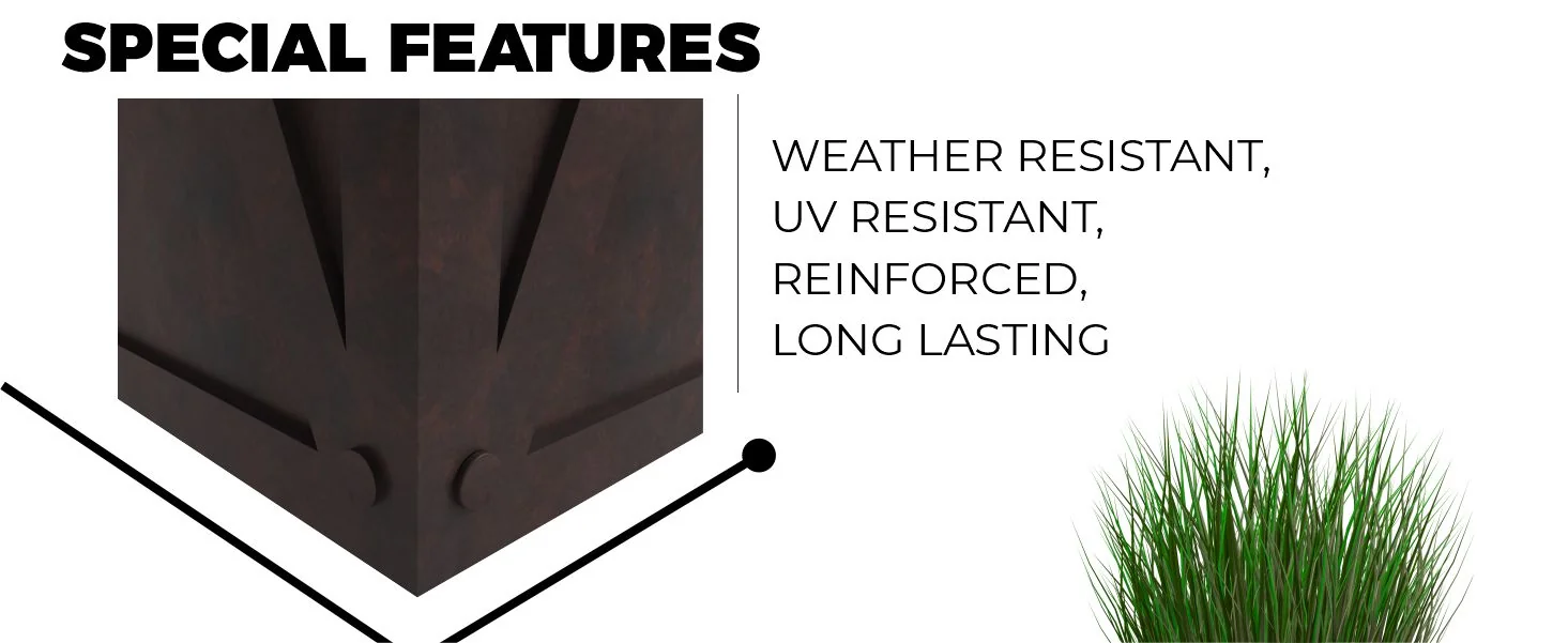 Papyrus Series Rectangle Fiber Stone Planter in Brown 14.2 x 14.2, 29 High