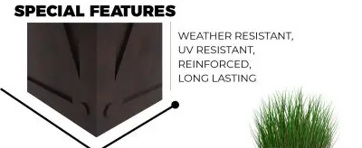 Papyrus Series Rectangle Fiber Stone Planter in Brown 14.2 x 14.2, 29 High