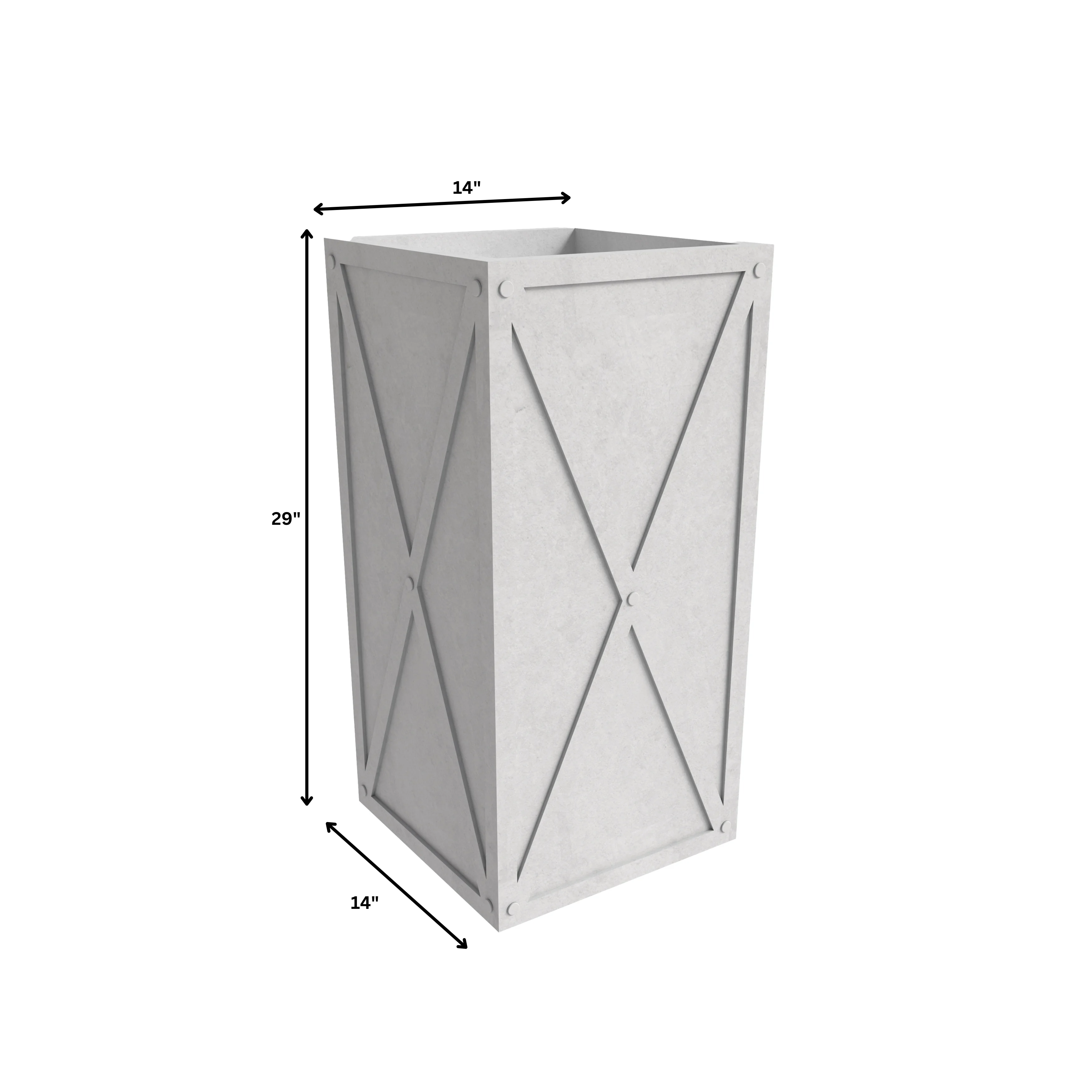 Papyrus Series Rectangle Fiber Stone Planter in White 14.2 x 14.2, 29 High
