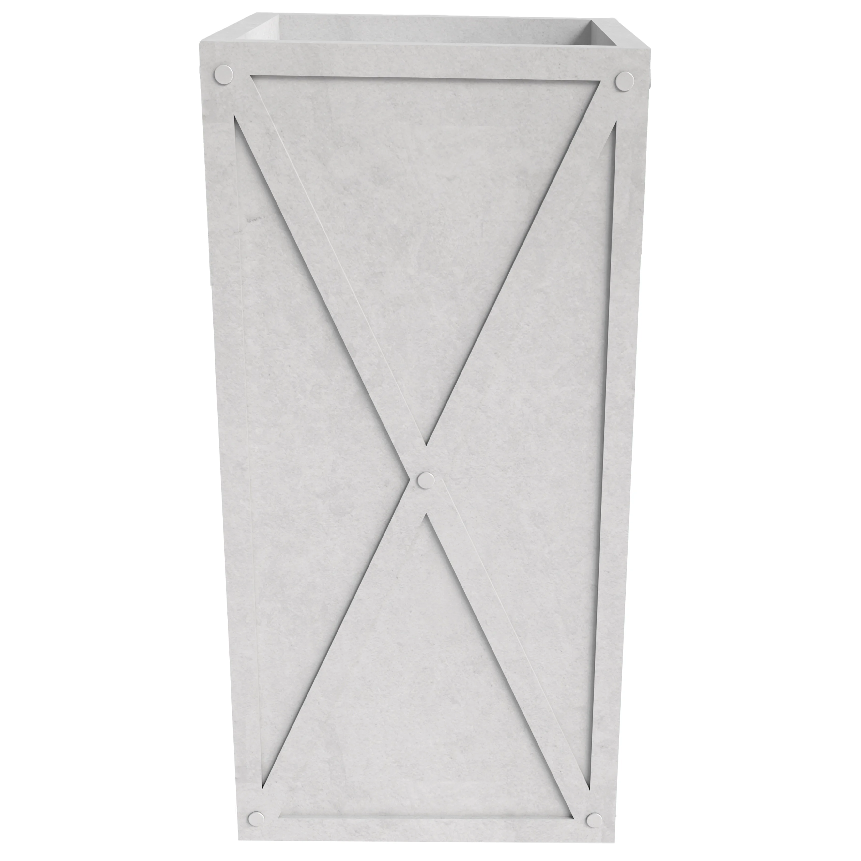 Papyrus Series Rectangle Fiber Stone Planter in White 14.2 x 14.2, 29 High