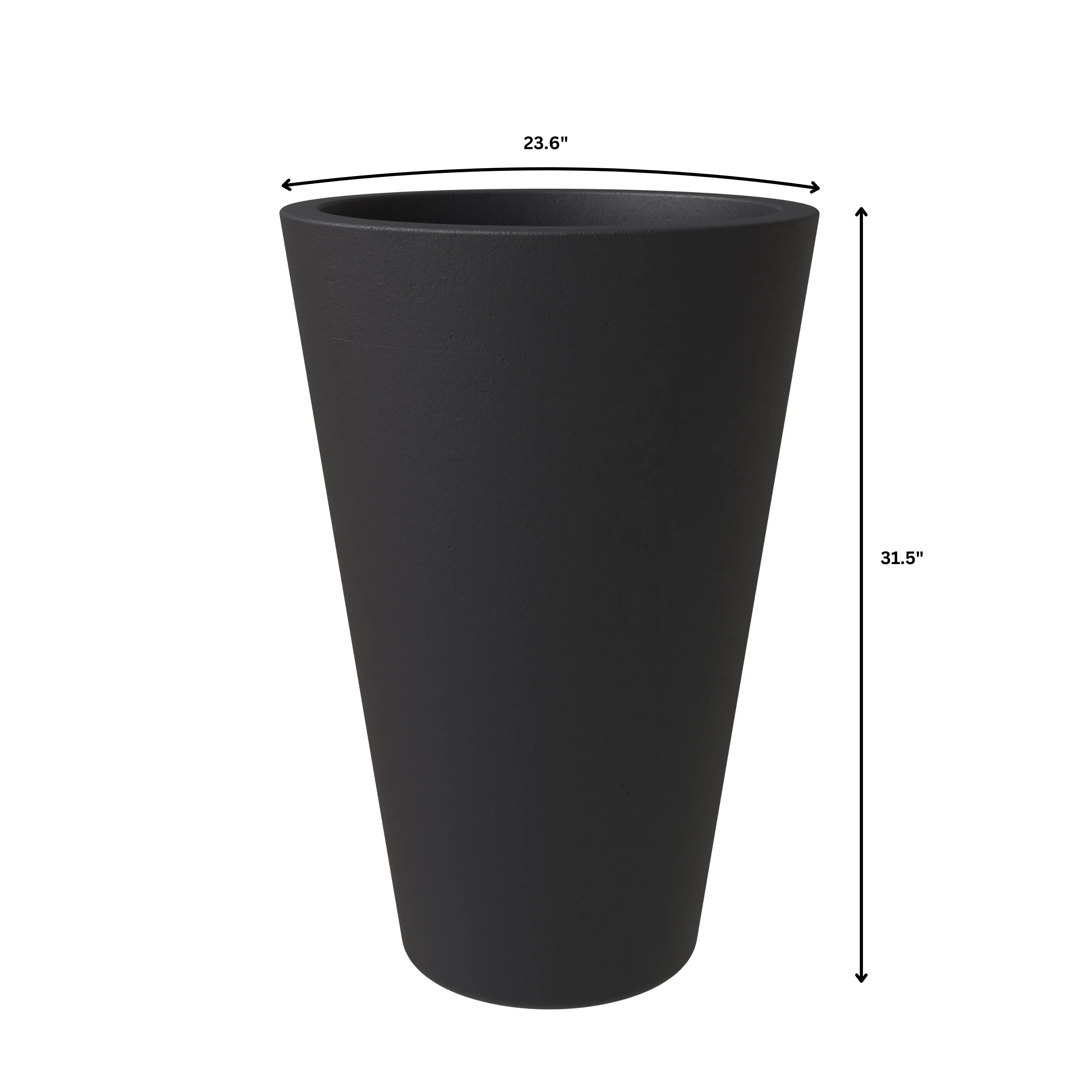 Pebble Series Poly Stone Planter 23.6." Dia 31.5" High in Black