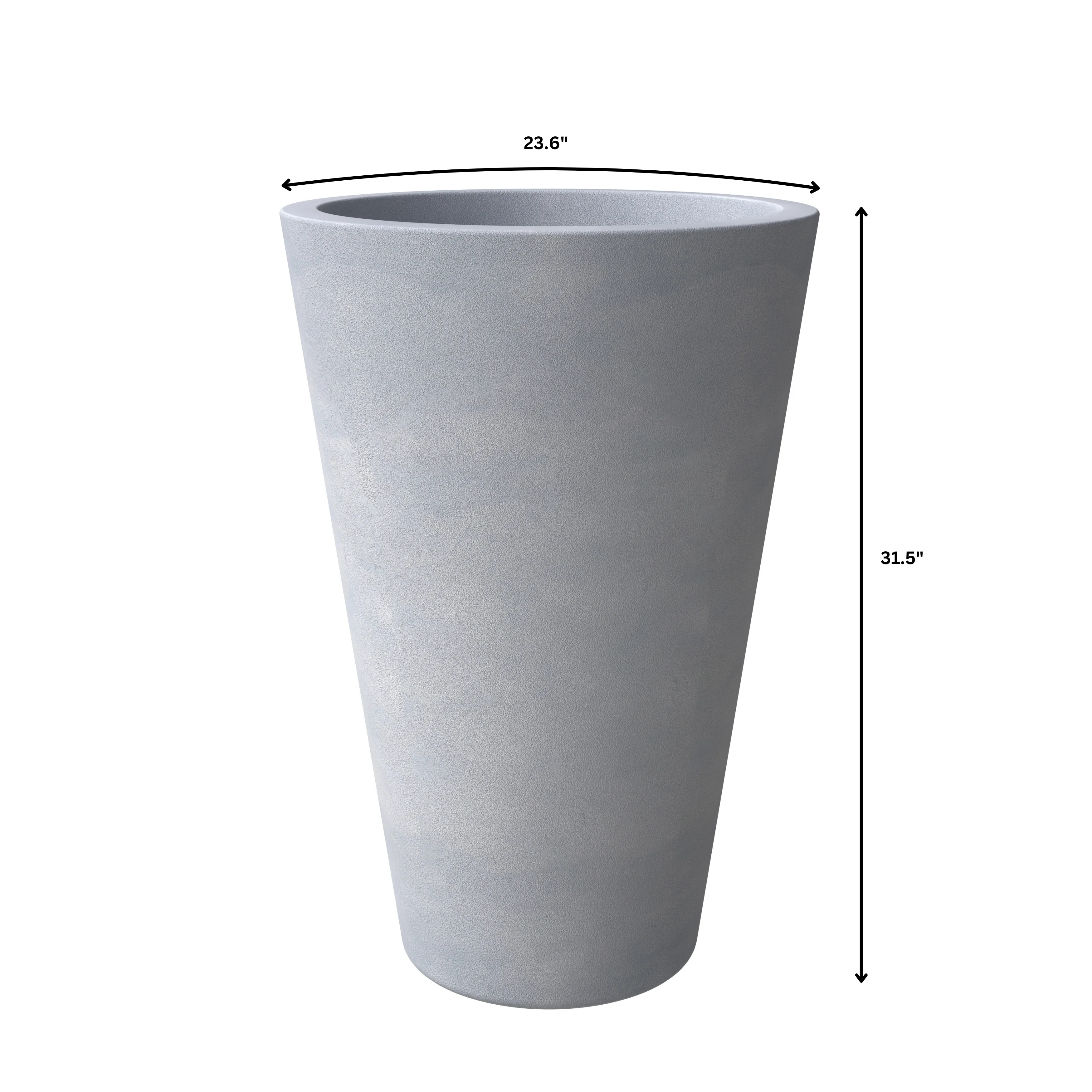 Pebble Series Poly Stone Planter 23.6." Dia 31.5" High in Grey