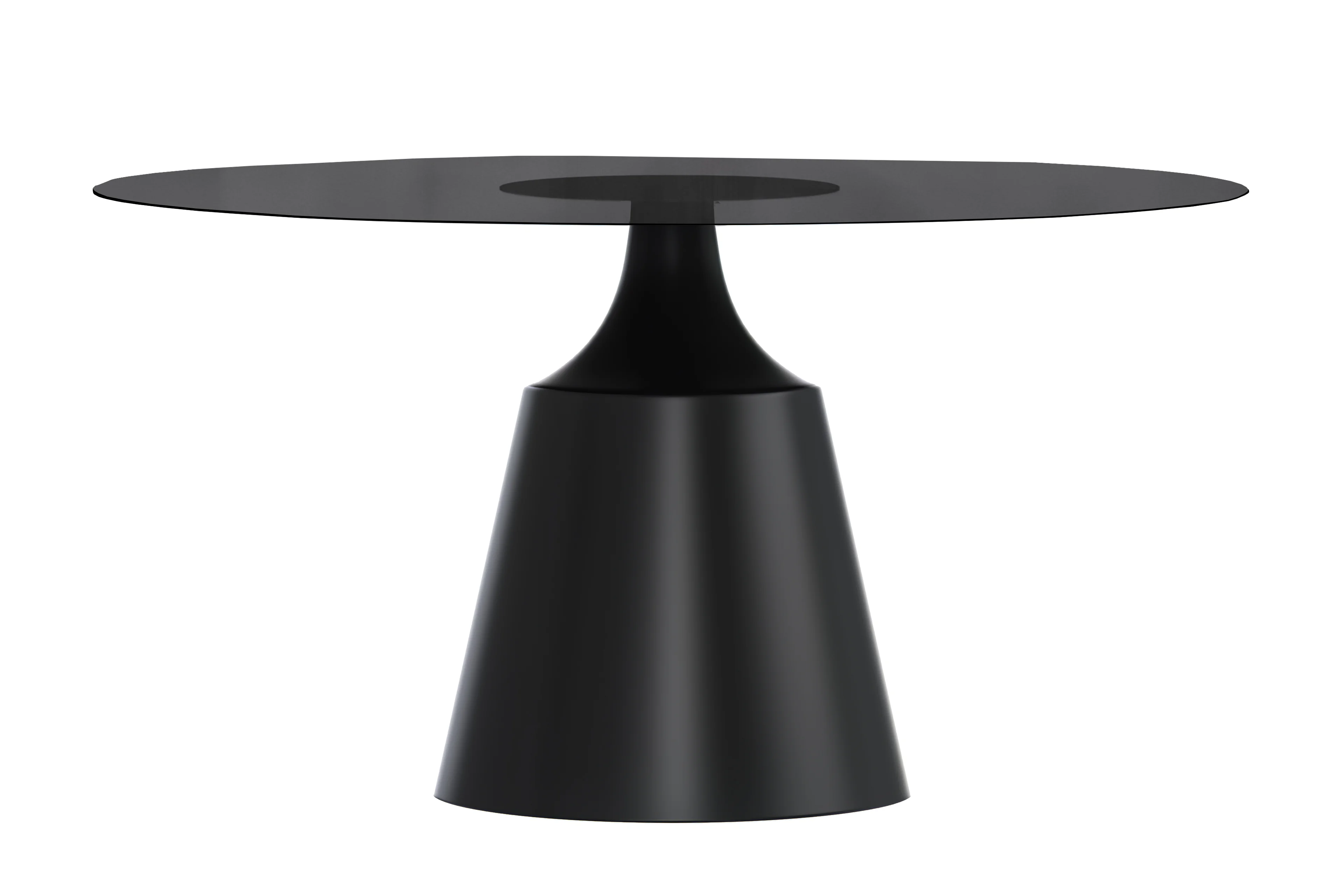 Prynn Series Round Dining Table Black Base with 60 Round Black Glass Top