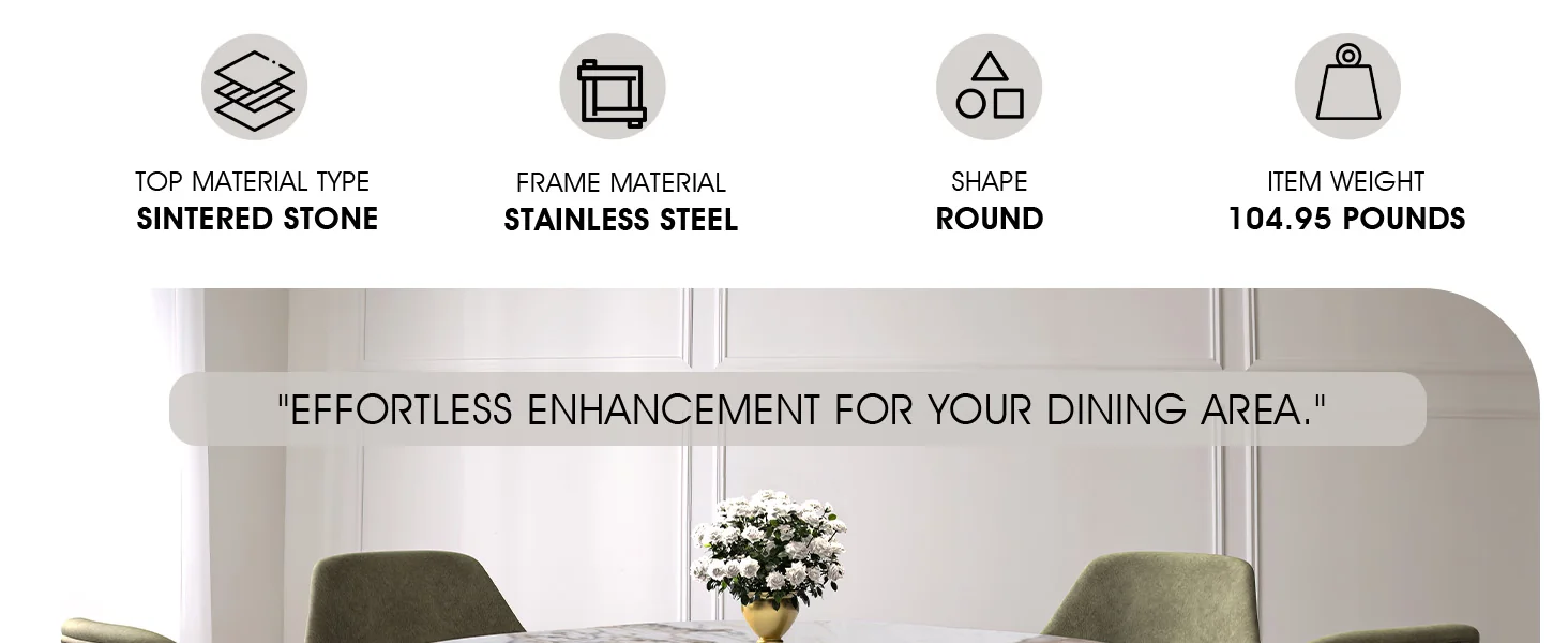 Prynn Series Round Dining Table Black Base with 60 Round Medium Grey Sintered Stone Top