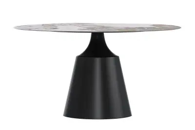 Prynn Series Round Dining Table Black Base with 60 Round Medium Grey Sintered Stone Top