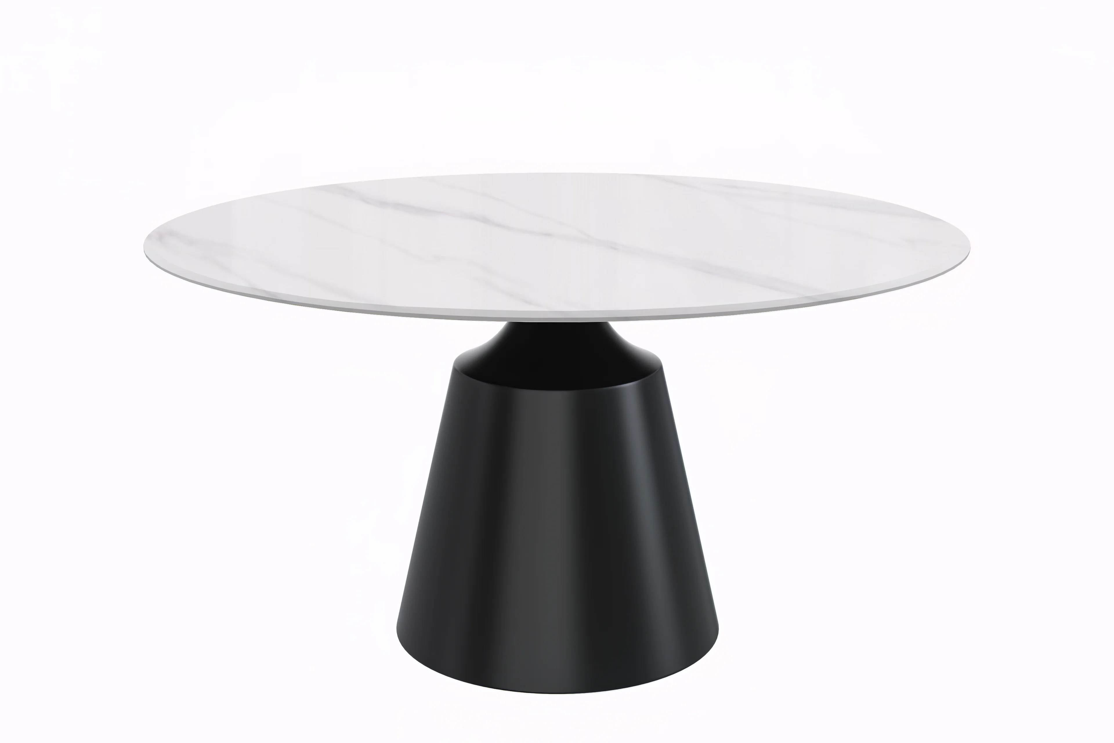 Prynn Series Round Dining Table Black Base with 60 Round White Sintered Stone Top