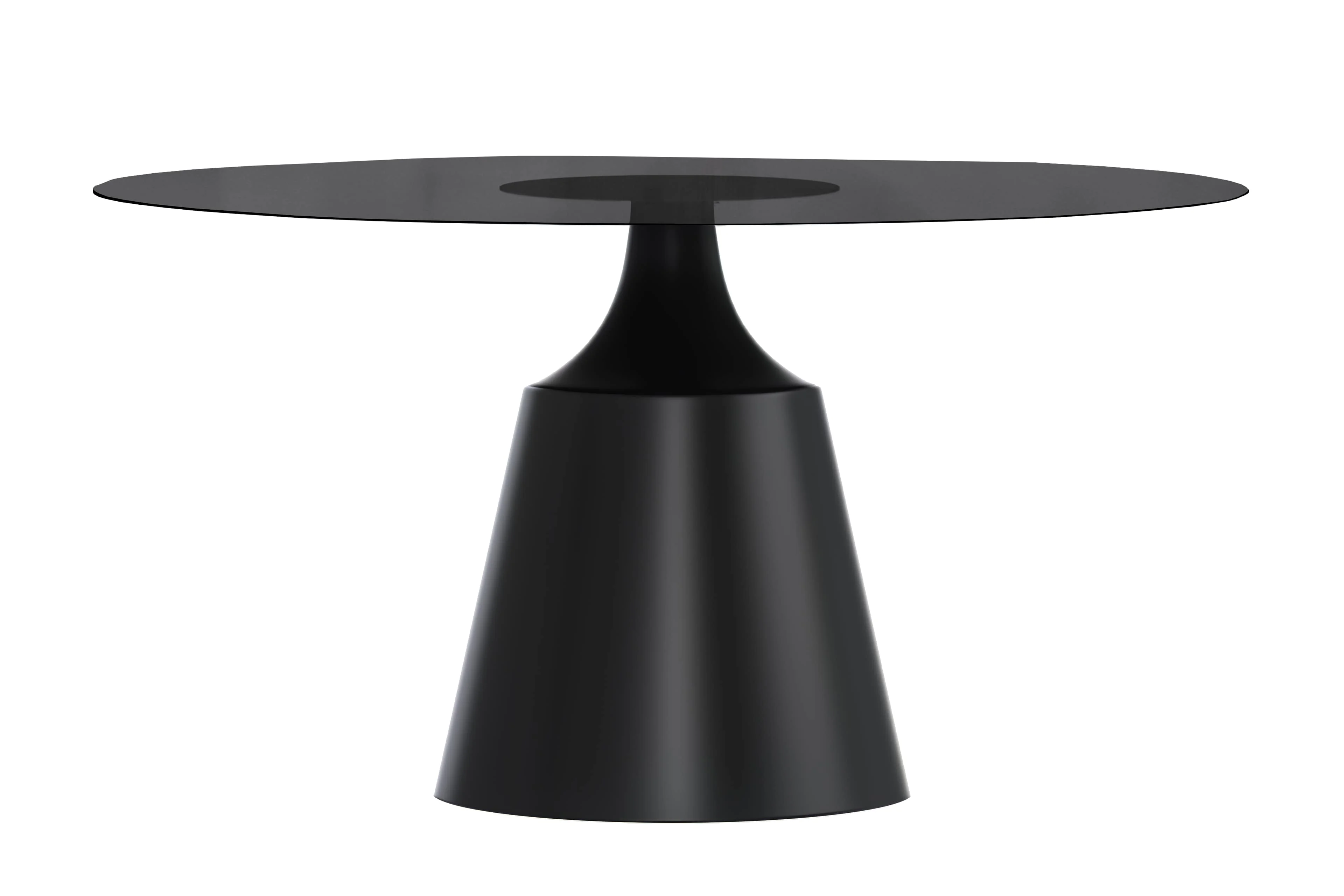 Prynn Series Round Dining Table Black Base with 71 Round Black Glass Top