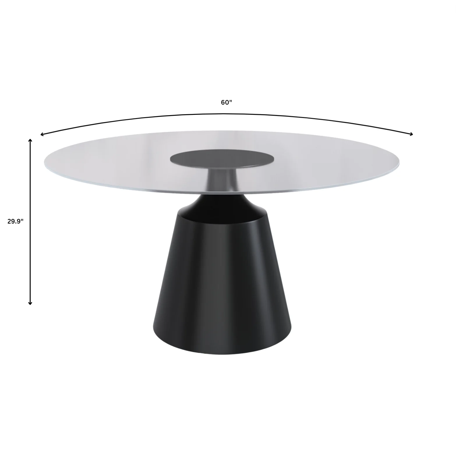 Prynn Series Round Dining Table Black Base with 71 Round Clear Glass Top