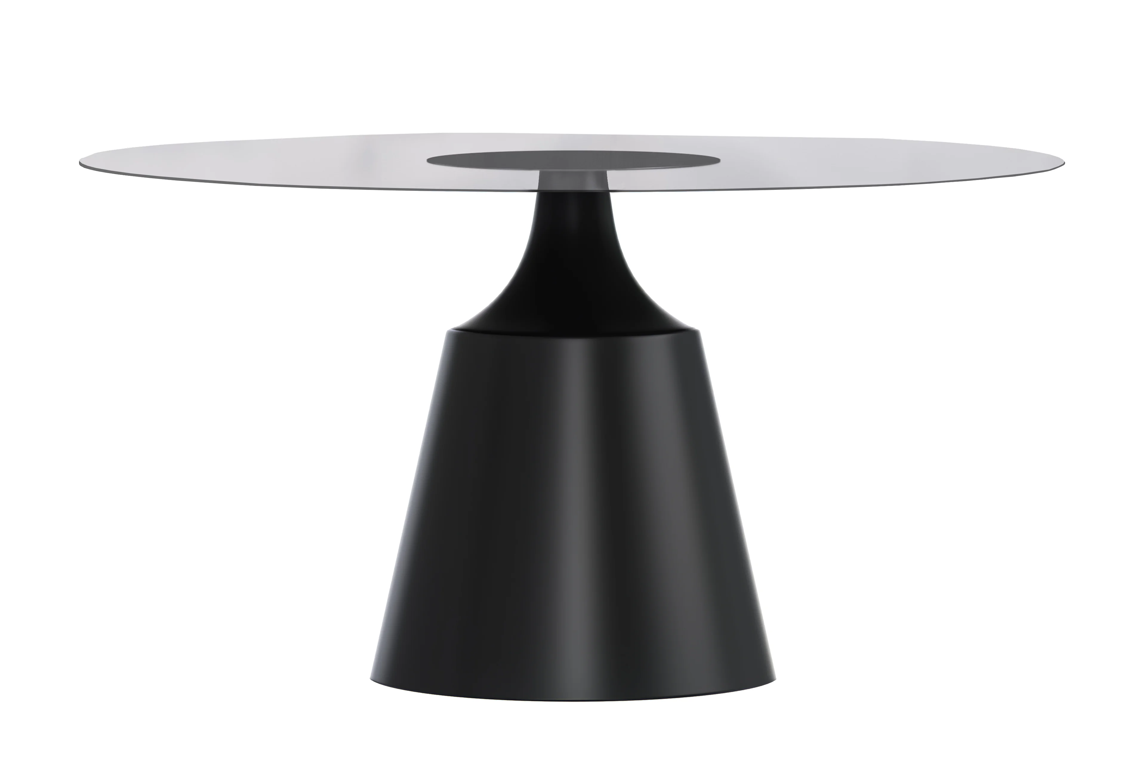 Prynn Series Round Dining Table Black Base with 71 Round Clear Glass Top