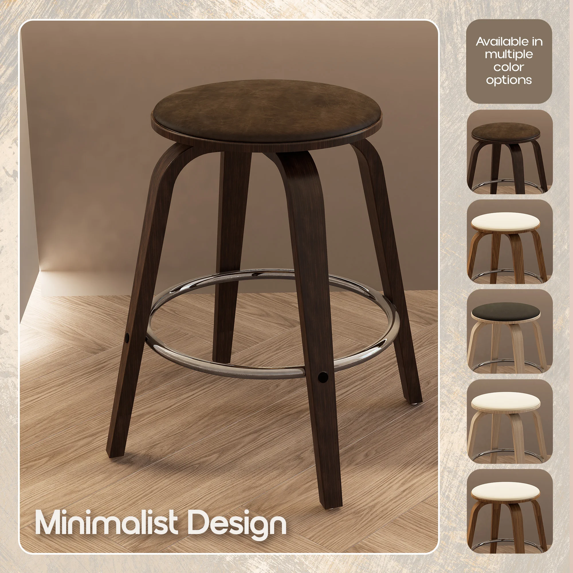 Wooden Counter Stool Pelya Collection Modern Style Walnut Glazed color in Brown