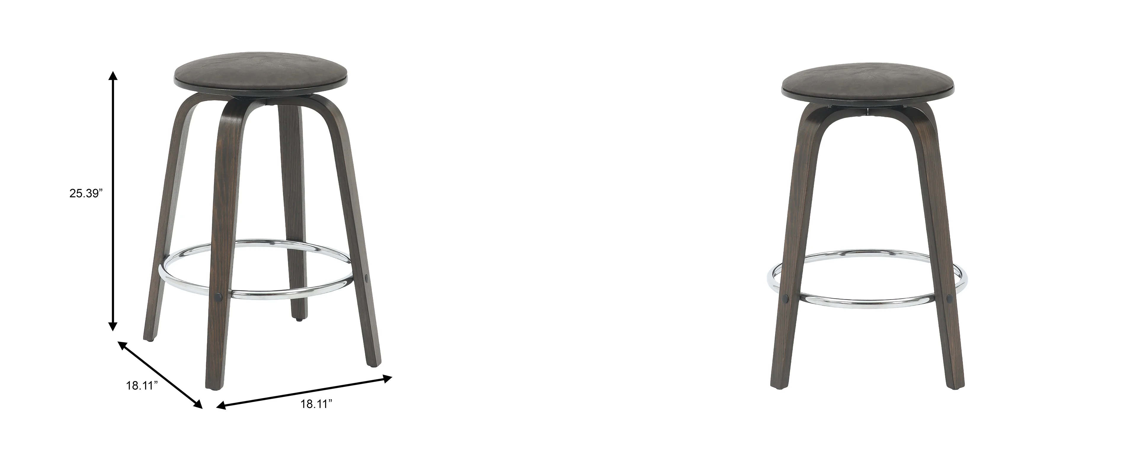 Wooden Counter Stool Pelya Collection Modern Style Walnut Glazed color in Brown