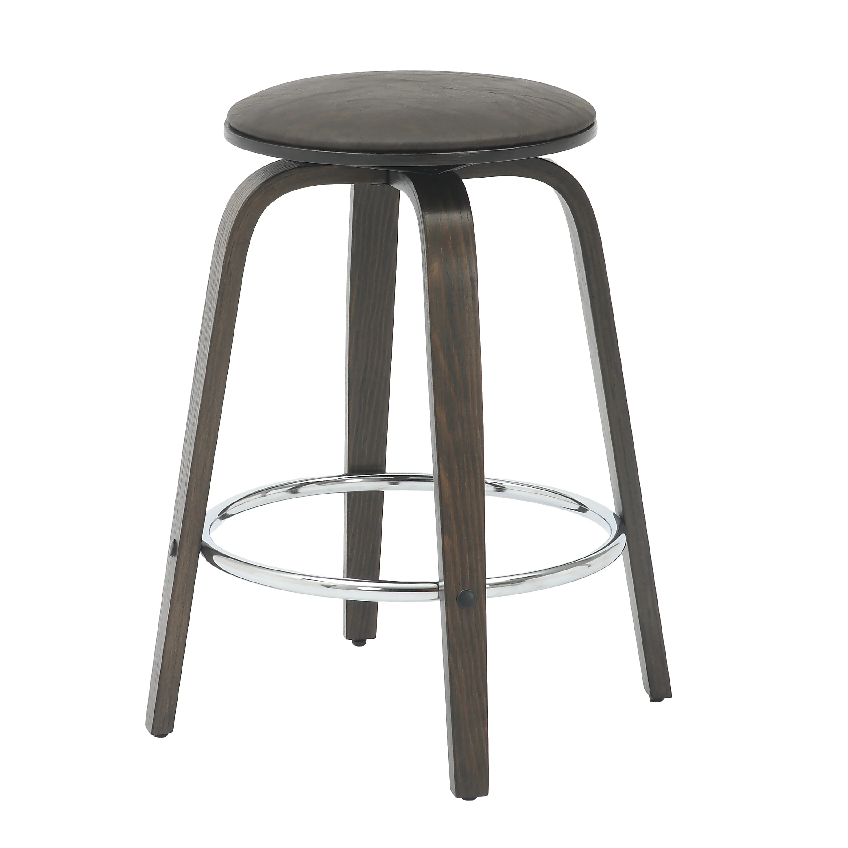 Wooden Counter Stool Pelya Collection Modern Style Walnut Glazed color in Brown