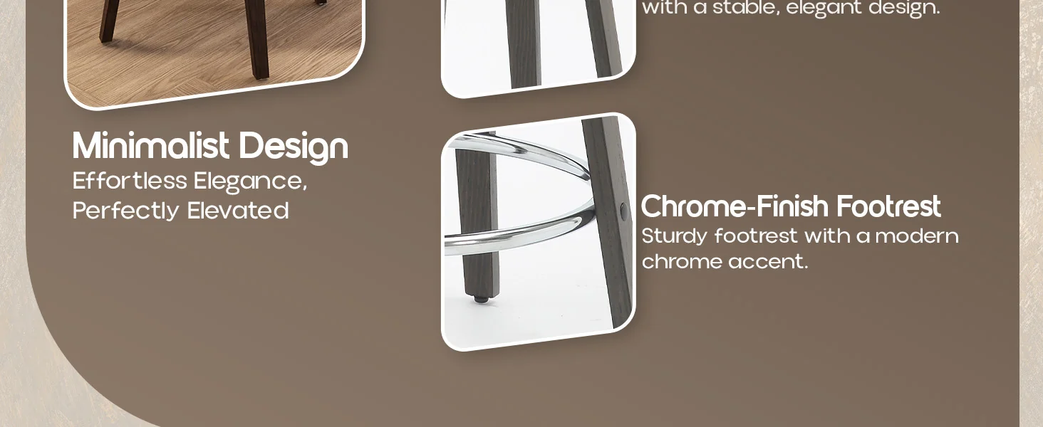 Wooden Counter Stool Pelya Collection Modern Style Walnut Glazed color in Brown