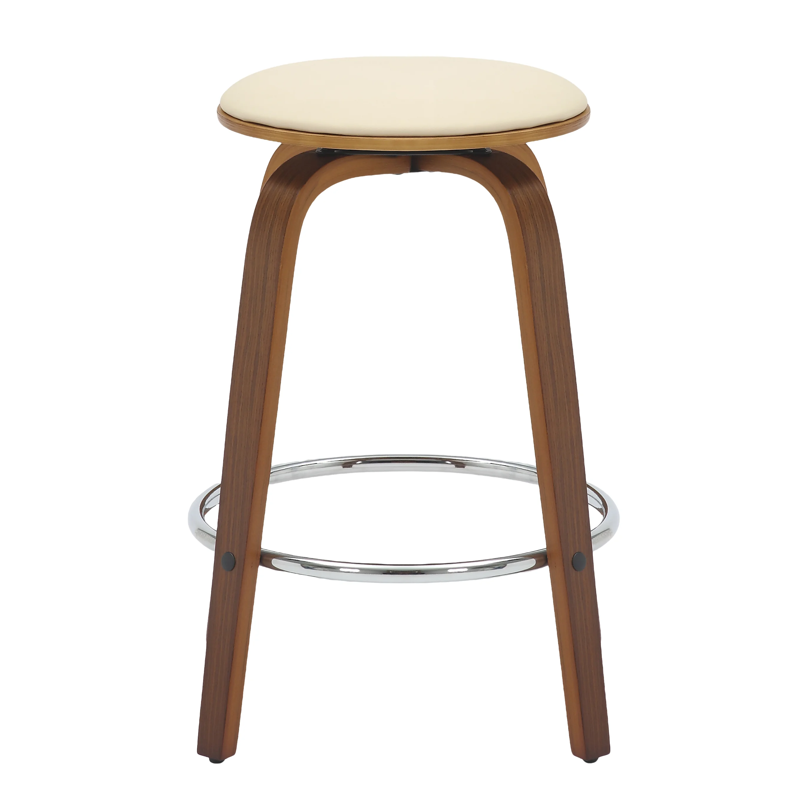 Wooden Counter Stool Pelya Collection Modern Style Walnut color in Cream