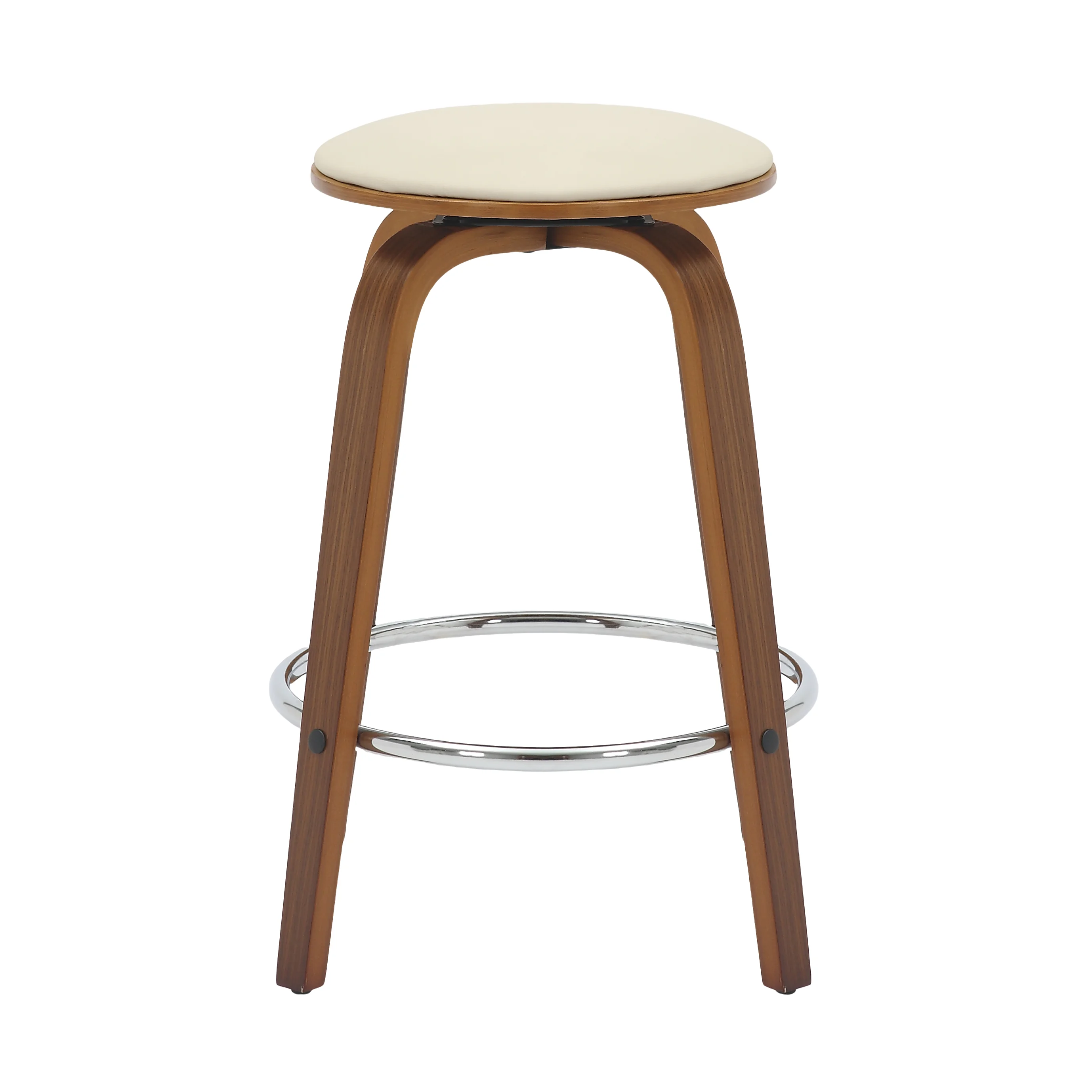 Wooden Counter Stool Pelya Collection Modern Style Walnut color in Light Taupe
