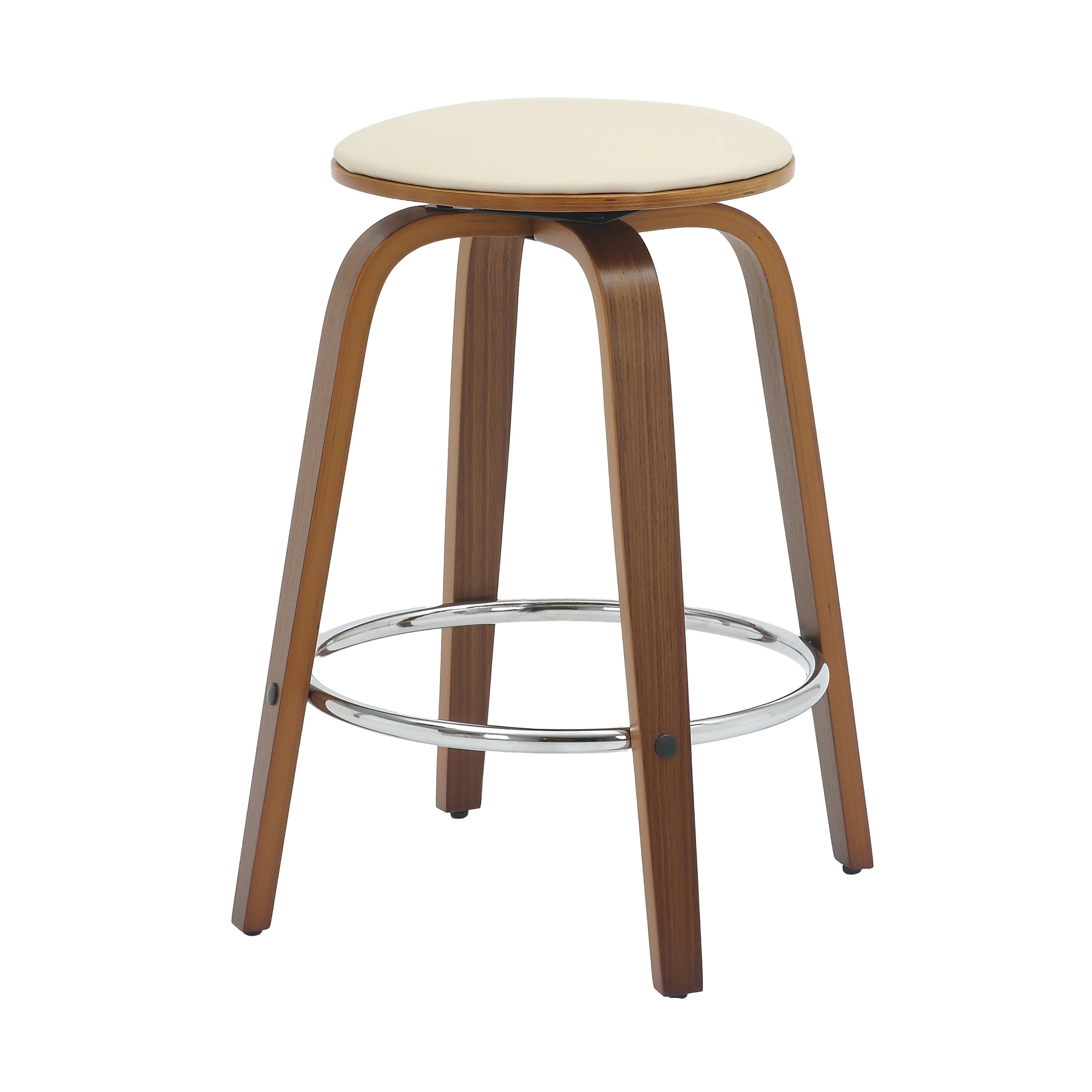 Wooden Counter Stool Pelya Collection Modern Style Walnut color in Light Taupe