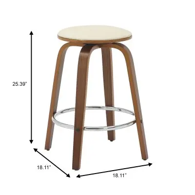 Wooden Counter Stool Pelya Collection Modern Style Walnut color in Light Taupe