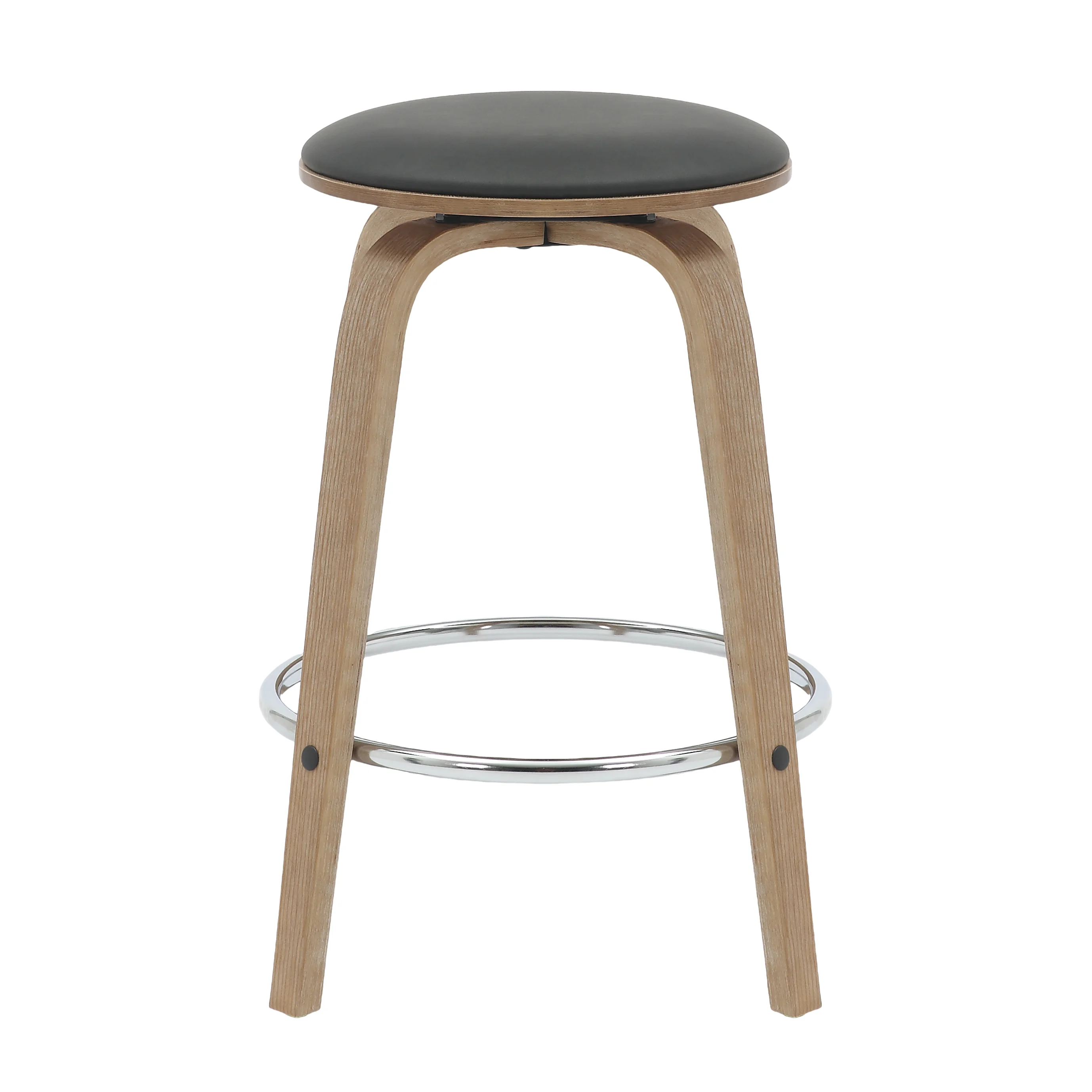 Wooden Counter Stool Pelya Collection Modern Style Washed Walnut color in Black