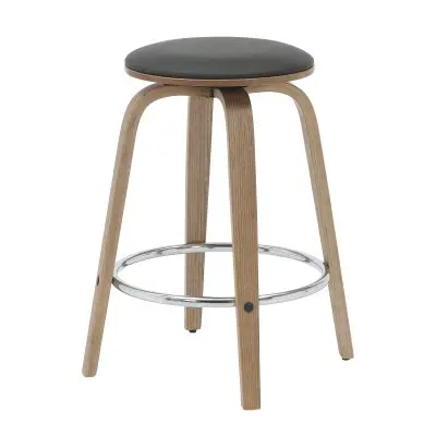 Wooden Counter Stool Pelya Collection Modern Style Washed Walnut color in Black
